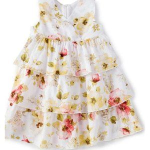 Edgehill Collection Little Girls Dress Floral Tiered Plumeti Dress Size 3T or 4T